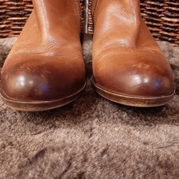 Lucky Brand Basel Leather Ankle Booties Toffee Brown Women's 6M Zippers Boots - Picture 5 of 12